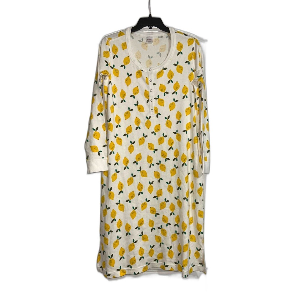Hanna Andersson Womens Lemon Long Sleeve Sleep Shirt size S NWOT Organic Cotton
